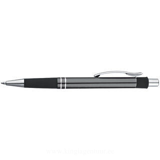 Metal ballpen with rubber grip zone