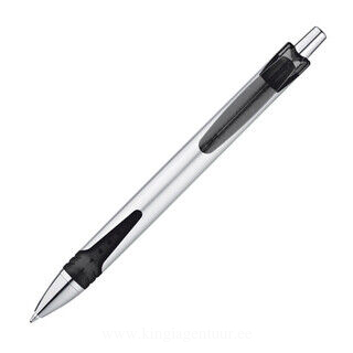 Ball pen made of plastic with silver shaft
