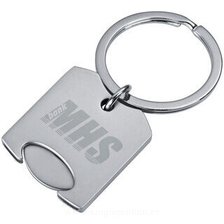 Rectangular key ring with integrated shopping cart clip