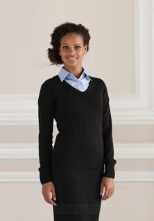 Ladies V-Neck Knitted Pullover 2. pilt